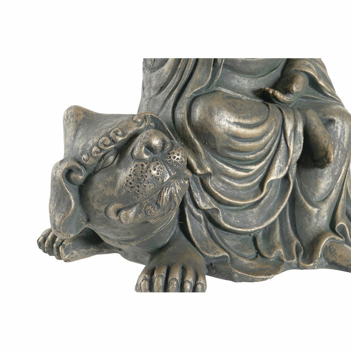 Nahaufnahme Buddha Figur, dunkelgrau, goldene Akzente - homely Family Shop