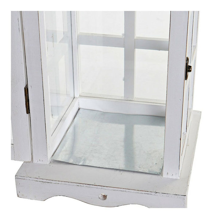 Weiße Kristall Laterne DKD Home Decor aus Kiefernholz mit klarem Glas.
