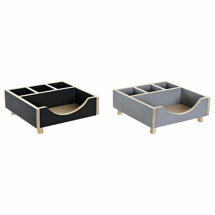 DKD Home Decor Schreibtisch Organizer aus Holz, schwarz und grau - homely Family Shop