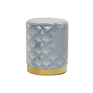 Blauer DKD Hocker mit goldenem Sockel und Fächer Muster - homely Family Shop