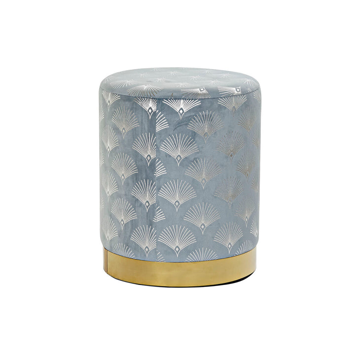 Blauer DKD Hocker mit goldenem Sockel und Fächer Muster - homely Family Shop