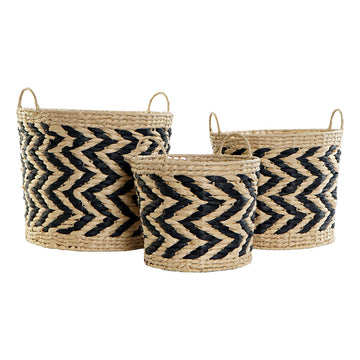 DKD Home Decor Korb-Set aus Faser mit Griffen und Zickzackmuster - homely Family Shop