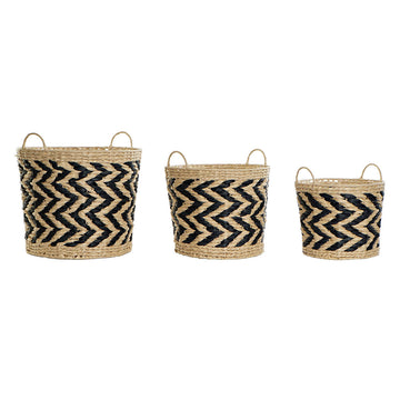 DKD Home Deko Korb-Set aus Faser mit Zickzackmuster und Henkeln - homely Family Shop