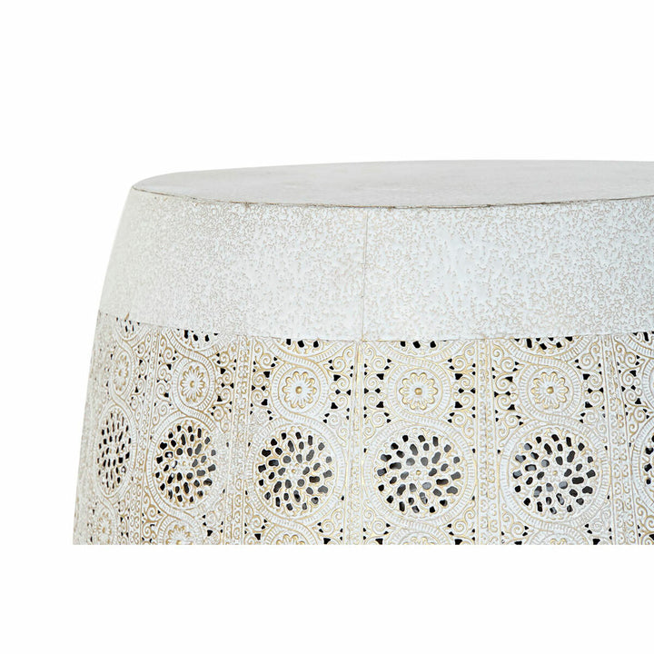Detailansicht: Weiß-goldener Beistelltisch mit Metallmuster - homely Family Shop