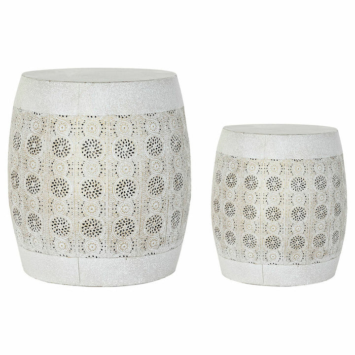 DKD Home Beistelltische in Weiß, Gold und Bunt mit Metallmuster - homely Family Shop