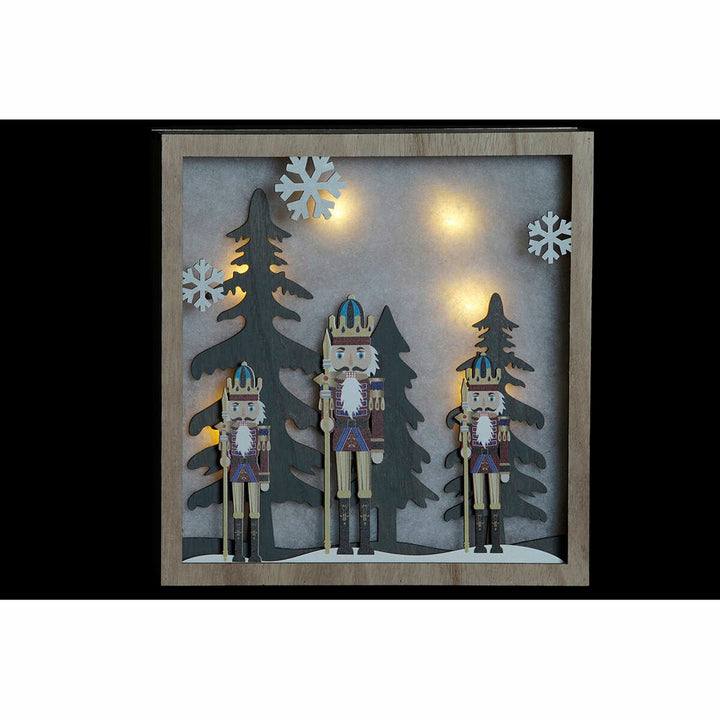 DKD Home Decor Nussknacker Wanddeko aus Holz mit Bäumen und Schneeflocken - homely Family Shop