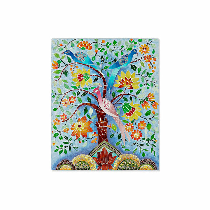 DKD Home Dekor Leinwand mit buntem Baum und Vögeln. - homely Family Shop