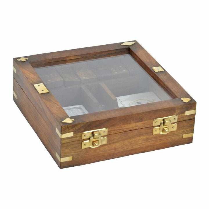 DKD Home Decor Tischspiel mit Sheesham-Holz und goldenen Akzenten - homely Family Shop