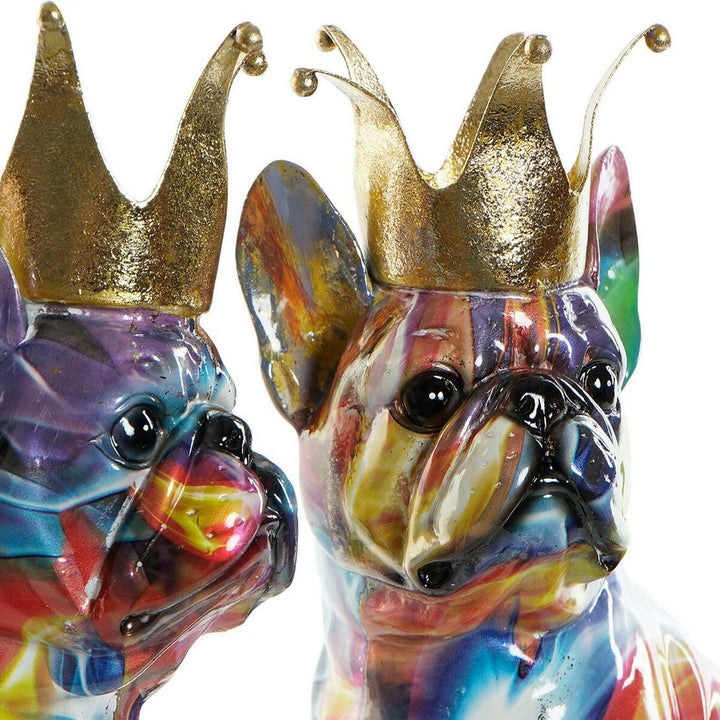 Bunte Hunde-Dekofiguren mit goldenen Kronen von DKD Home Decor - homely Family Shop