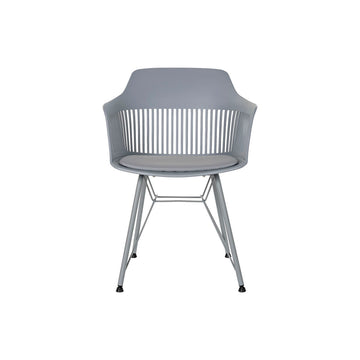 DKD Home Stuhl hellgrau mit Sitzpolster und Metallbeinen - homely Family Shop