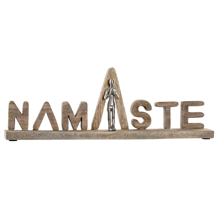 Deko-Figur mit 'Namaste' Schriftzug und Yoga Figur, silberfarben und braun - homely Family Shop