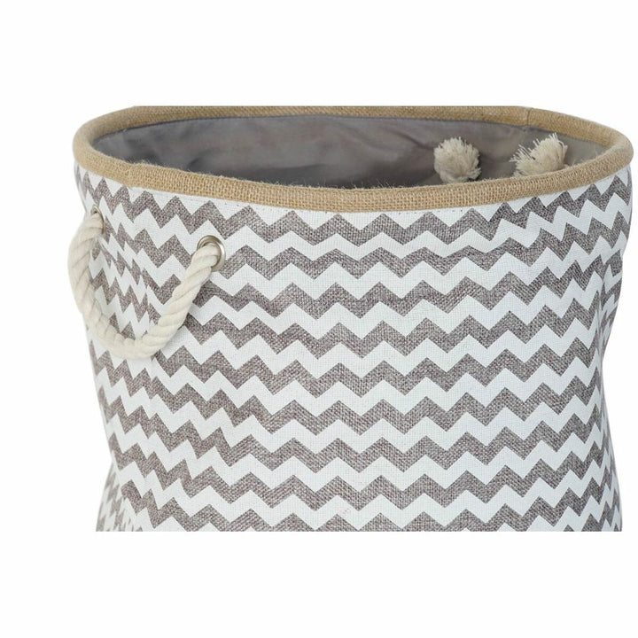 DKD Home Decor Korb: Weiß grau Zick-Zack Muster und Jute Details - homely Family Shop