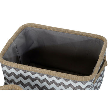 DKD Home Aufbewahrungskorb mit Chevron-Muster und Jute Bordüre - homely Family Shop