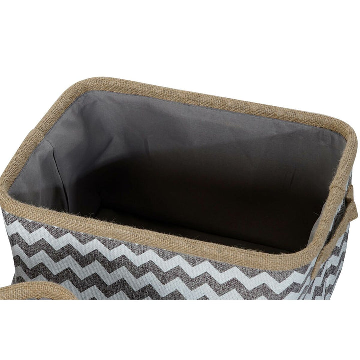 DKD Home Aufbewahrungskorb mit Chevron-Muster und Jute Bordüre - homely Family Shop