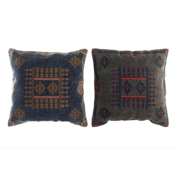 Blau-orange Kissen im Araber-Stil, 2er-Set. Dekorative Heimtextilien mit Muster.