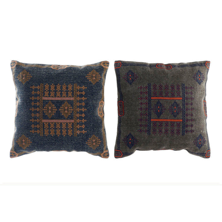 Blau-orange Kissen im Araber-Stil, 2er-Set. Dekorative Heimtextilien mit Muster.