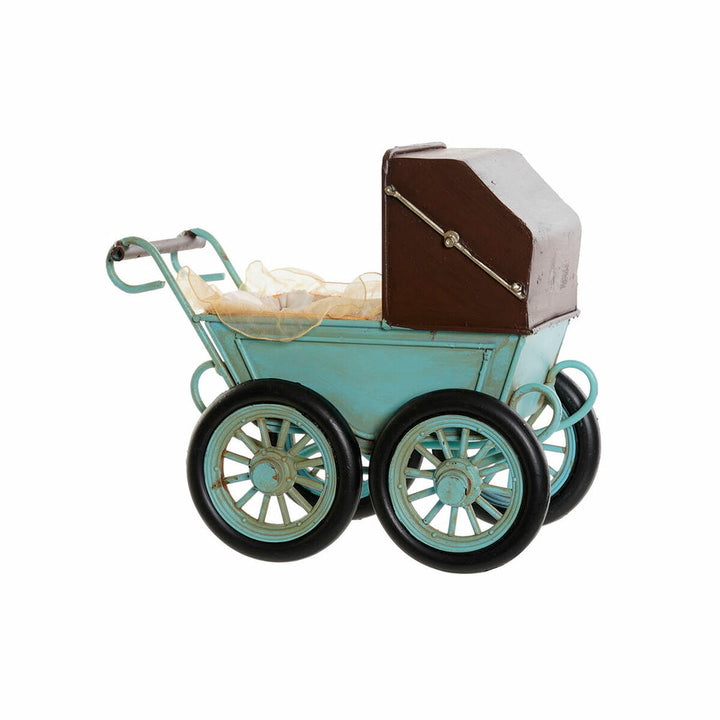 Vintage Deko-Figur blauer Kinderwagen, braunes Verdeck - homely Family Shop