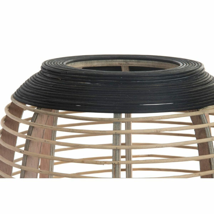 Schwarze Kristall Kerzenschale mit braunem Bambus und Metallrahmen von DKD Home Decor.