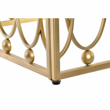 Detailansicht des goldenen DKD Home Deko Beistelltischs mit Spiegel - homely Family Shop