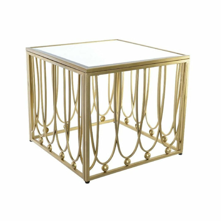 DKD Home Beistelltisch mit Spiegel, Gold Metall und Holz Design - homely Family Shop
