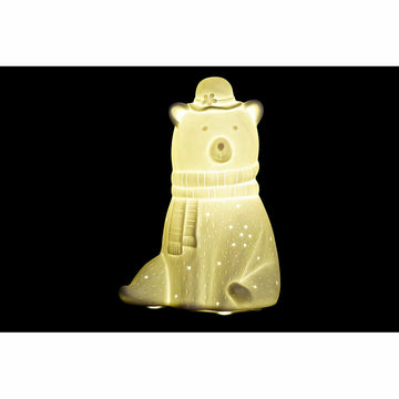 Weiße Porzellan Tischlampe im Bär Design mit Hut und Schal - Homely Family Shop
