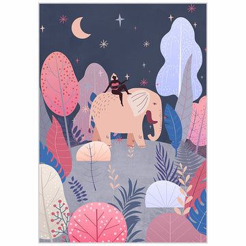 Skandinavisches Bild mit Elefant und Bäumen von DKD Home Decor - homely Family Shop