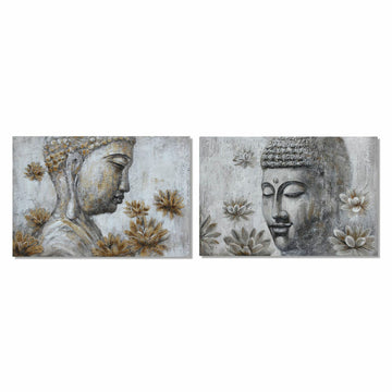 Orientalische Buddha Bild-Set mit Lotusblumen - DKD Home Decor