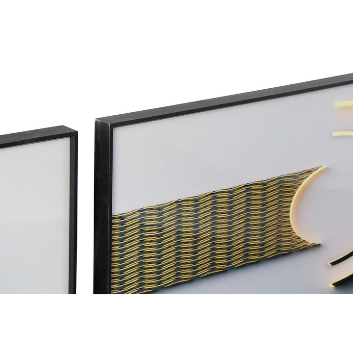 Abstraktes DKD Home Decor Bild mit Webmuster und Rahmen - homely Family Shop