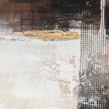 Abstraktes Bild mit Goldakzent und Gittermuster von DKD Home Decor - homely Family Shop