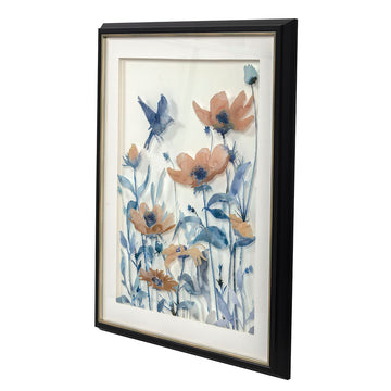 DKD Home Decor Blumenbild im Shabby Chic Stil mit Vogel - homely Family Shop