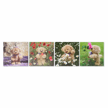 DKD Home Decor Bären Bilder mit Blumen für Kinderzimmer - homely Family Shop