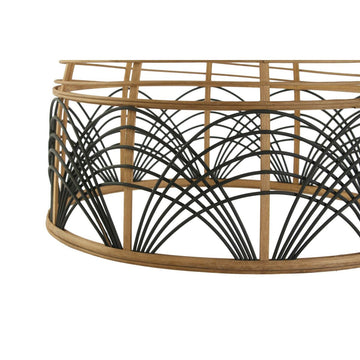 Zweifarbige DKD Home Decor Deckenlampe mit Holzrahmen und schwarzen Details - homely Family Shop