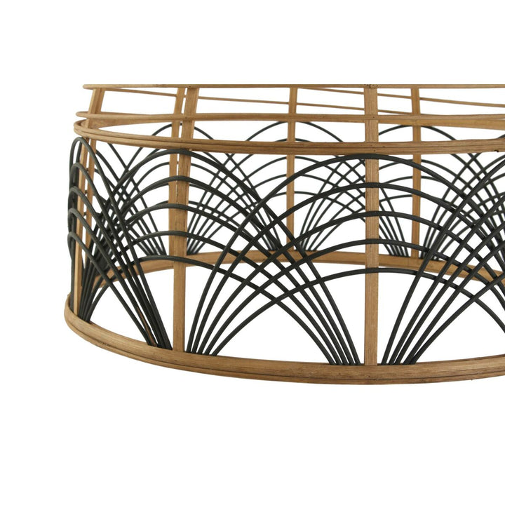 Zweifarbige DKD Home Decor Deckenlampe mit Holzrahmen und schwarzen Details - homely Family Shop