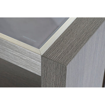 Graue Kristall Anrichte mit Glasplatte und Aluminium - homely Family Shop