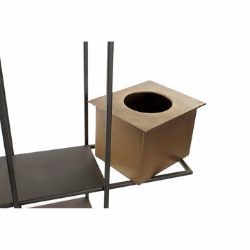 Schwarzes Metallregal mit Kupferakzenten und zwei Ablagen - Homely Family Shop