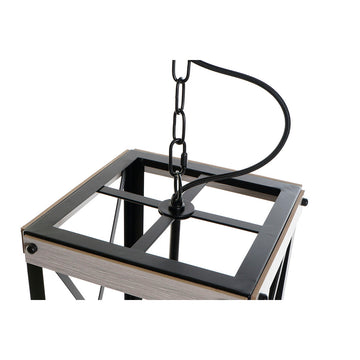 Schwarze Metall Deckenlampe mit braunem Holzrahmen - Homely Family Shop