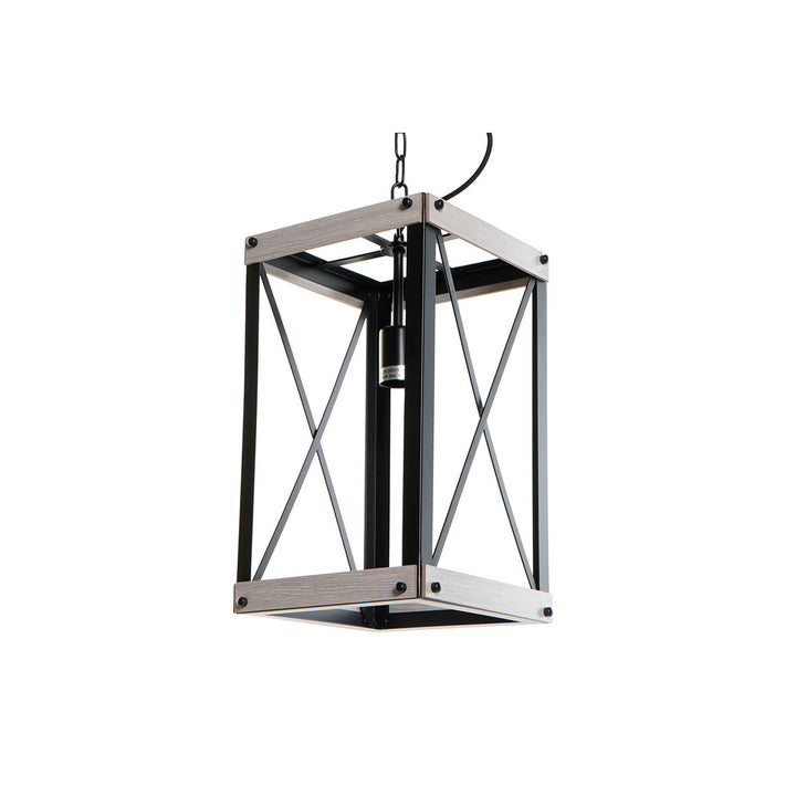 Schwarze Deckenlampe aus Metall und braunem Holz von DKD Home Decor - homely Family Shop
