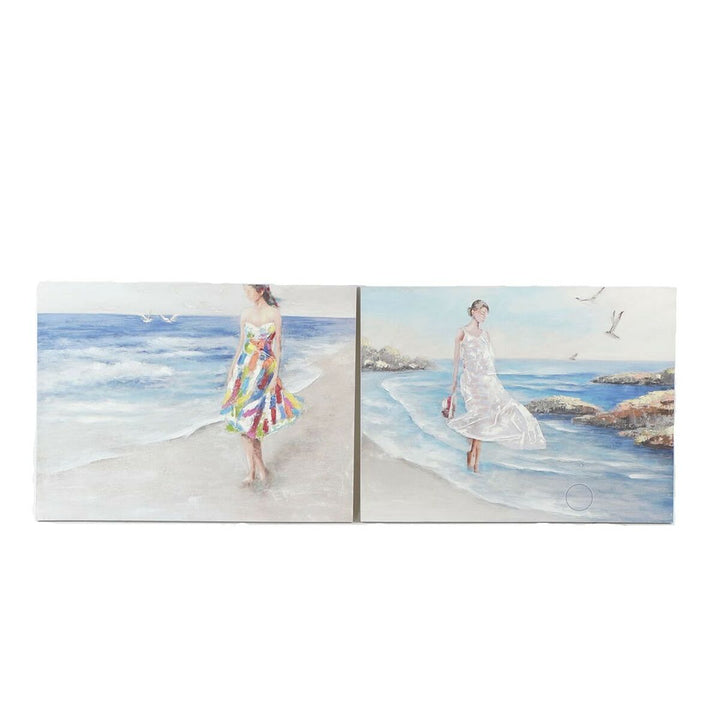 DKD Home Dekor Bild mit Frau am Strand, mediterran - homely Family Shop