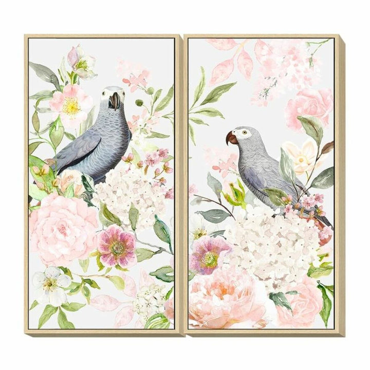 DKD Home Decor Blumen Bild mit Papageien im Shabby Chic Stil. - homely Family Shop