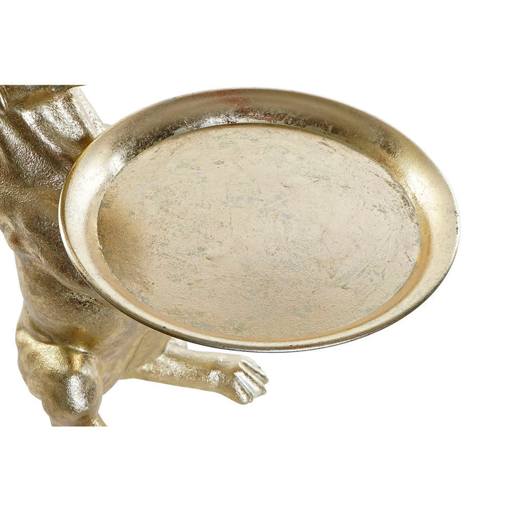 Goldene Hunde Deko Figur mit Tablett im modernen Design - homely Family Shop