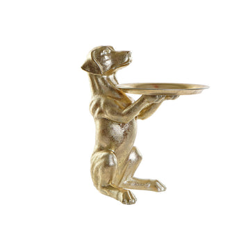 Goldene Harz Hunde Figur mit Tablett für moderne Deko - homely Family Shop