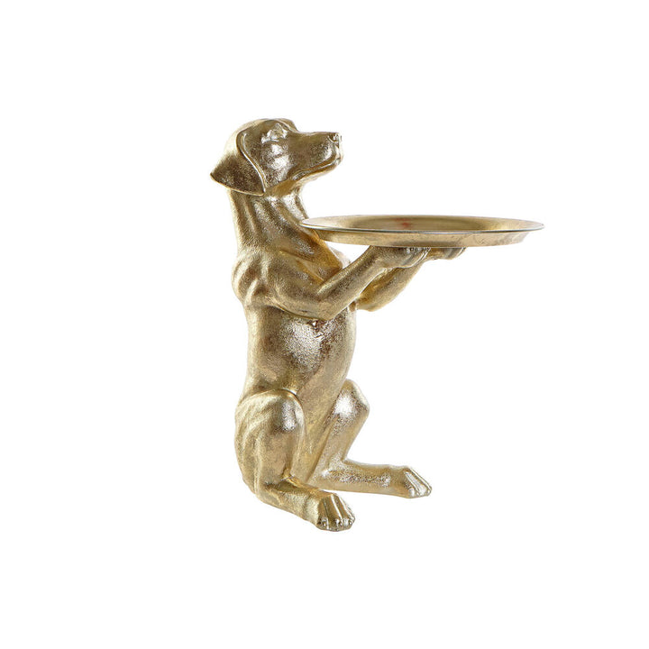 Goldene Harz Hunde Figur mit Tablett für moderne Deko - homely Family Shop