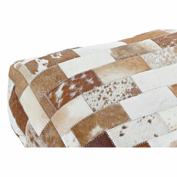 Buntes Boden Kissen aus Haut im Kolonialstil. Patchwork Design mit Aluminium Details.