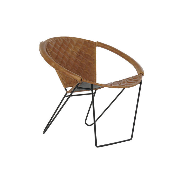 DKD Home Decor Esszimmerstuhl mit braunem Leder und schwarzem Gestell - homely Family Shop