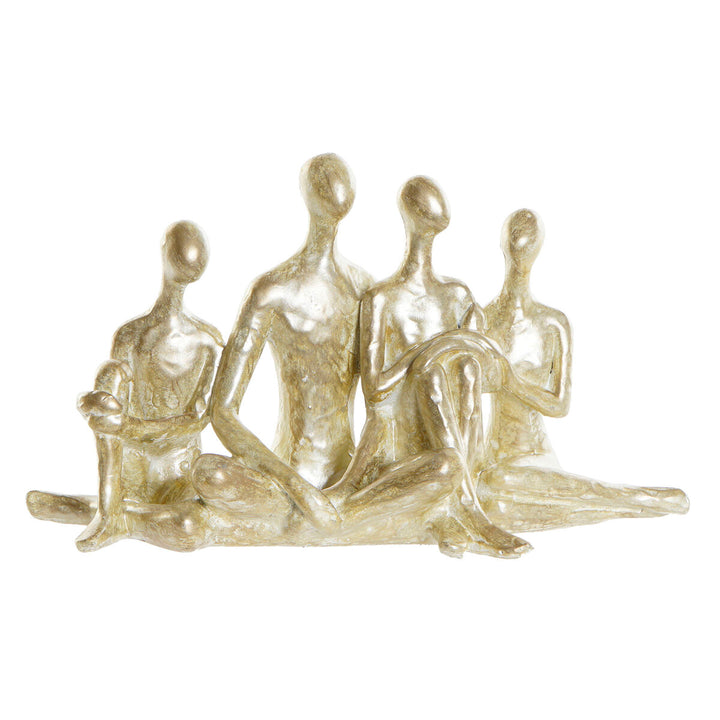 Goldene Deko-Figur einer Familie. Abstrakte Figuren mit goldener Oberfläche.