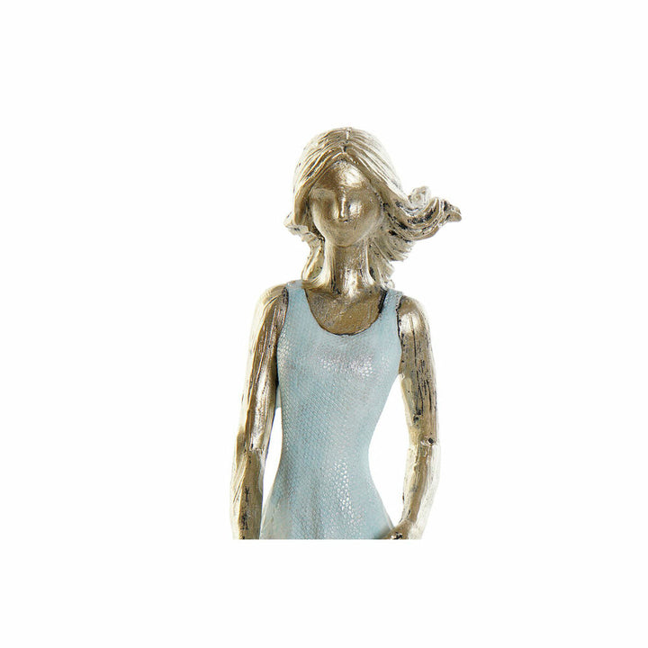 Blaue Deko-Figur einer goldenen Frau, 24 cm hoch. DKD Home Decor Familie.