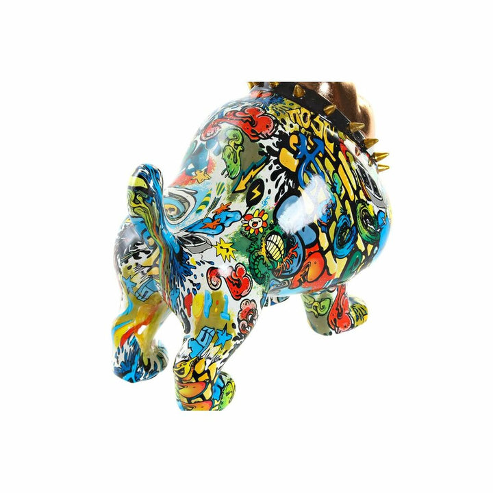 Bunte Bulldogge Deko-Figur mit Graffiti Design, Goldener Kopf - homely Family Shop
