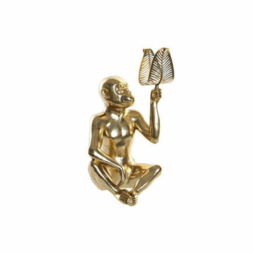 Goldene Affen-Figur mit Pflanzenblatt aus Metallharz - homely Family Shop