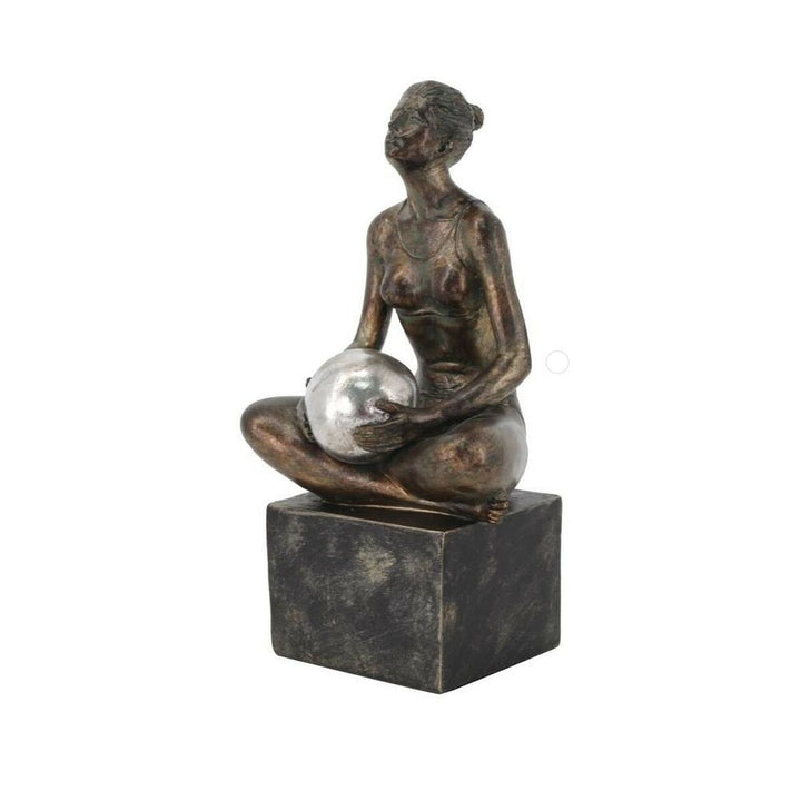 DKD Home Deko-Figur: Kupferfarbene Turner-Statue mit silberner Kugel - homely Family Shop
