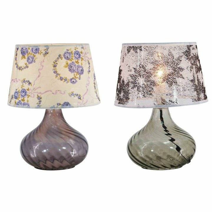 Zwei Tischlampen mit Kristall und bunten Lampenschirmen - homely Family Shop